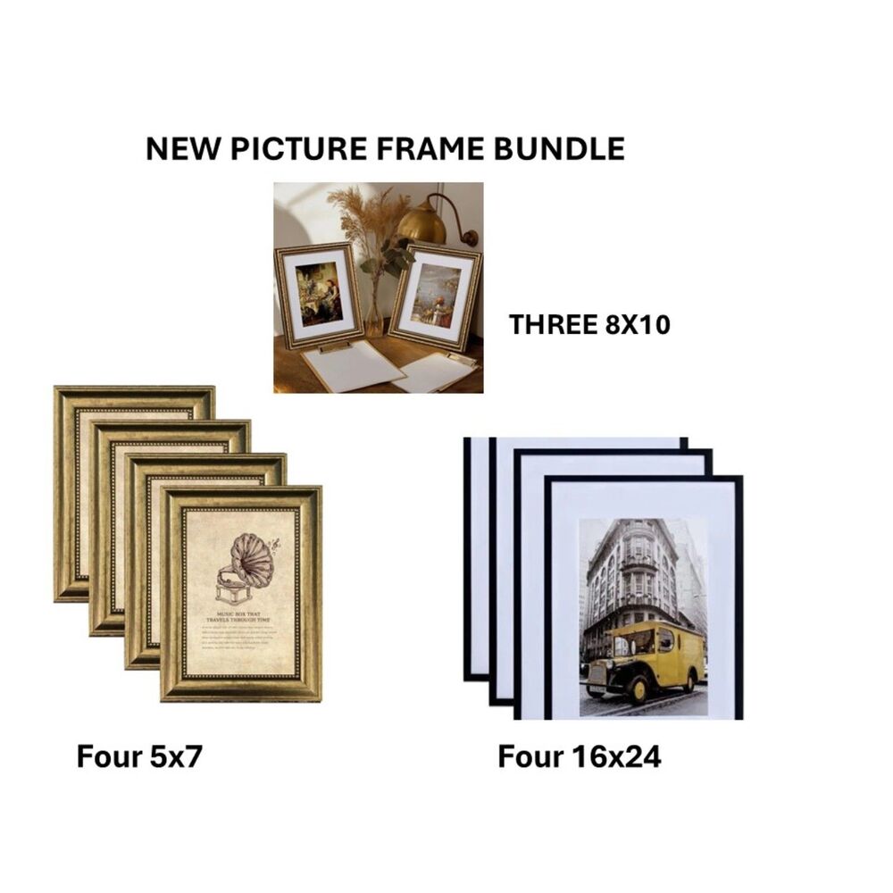New Three 8x10, Four 5x7, and for 18x24 Picture Frames - Bundle